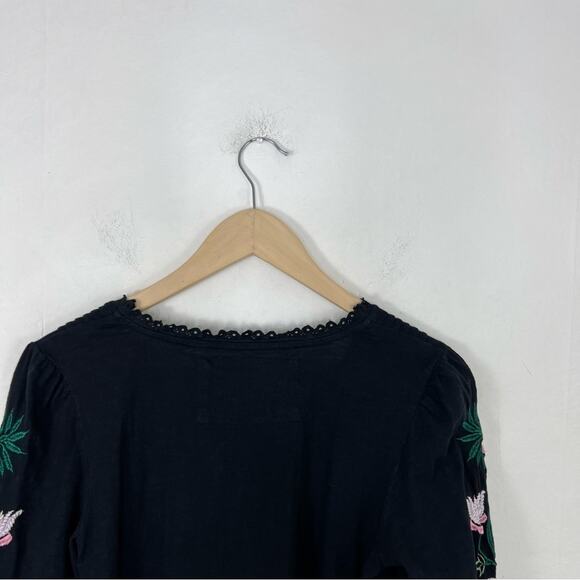 Anthropologie Boho Floral Helene Embroidered V-Neck Peasant Blouse Size XS - Picture 9 of 12